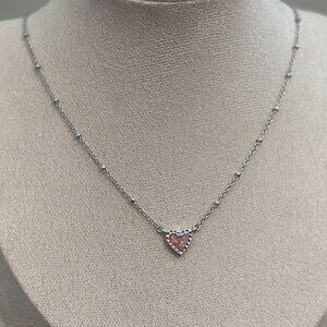 Ari aheart Silver Pendant Necklace in Pink Iridescent